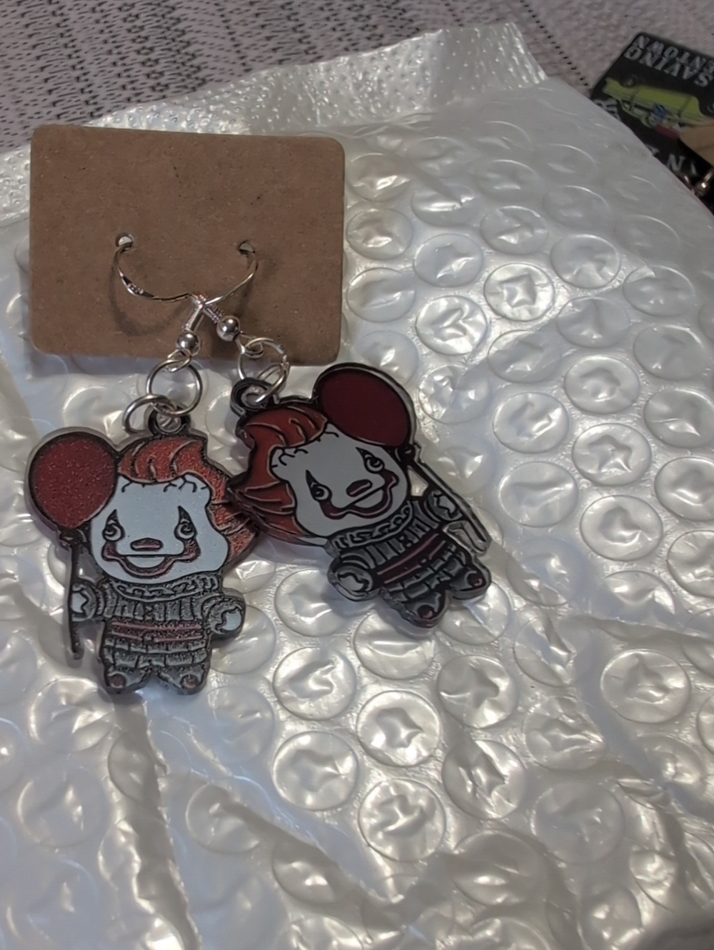 Red Clown Character Dangle Earrings - Kids Accessories Halloween 🎃